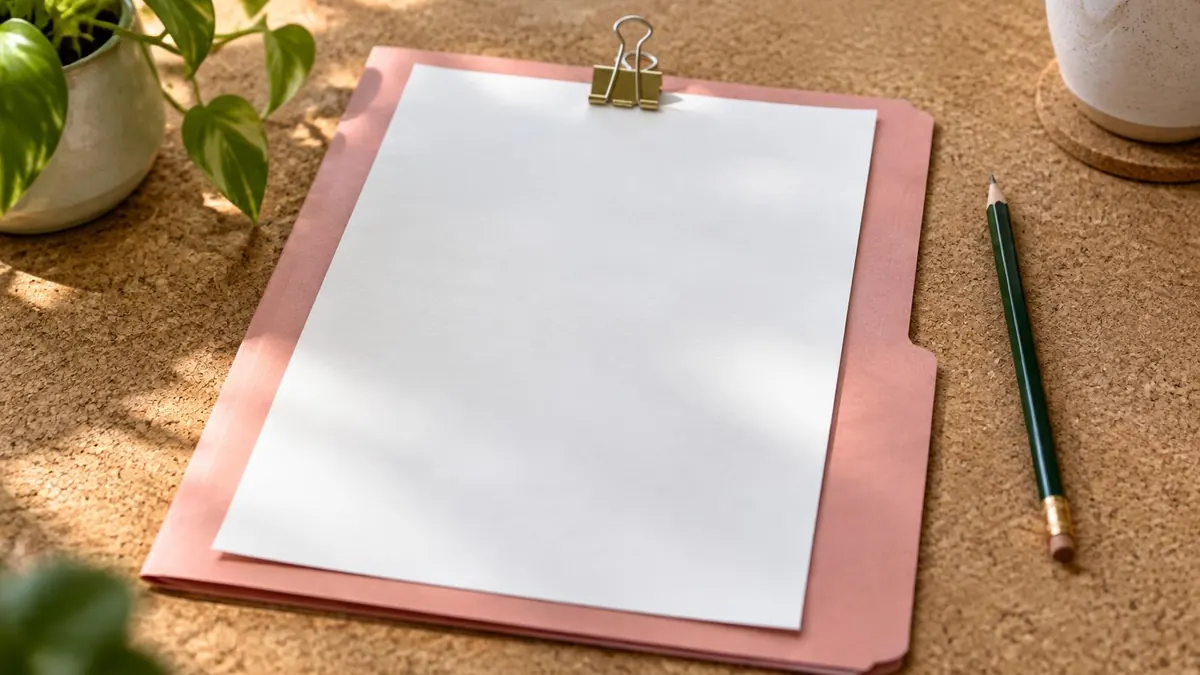 A marriage license folder and a court order paper clipped together on a desk, no readable text