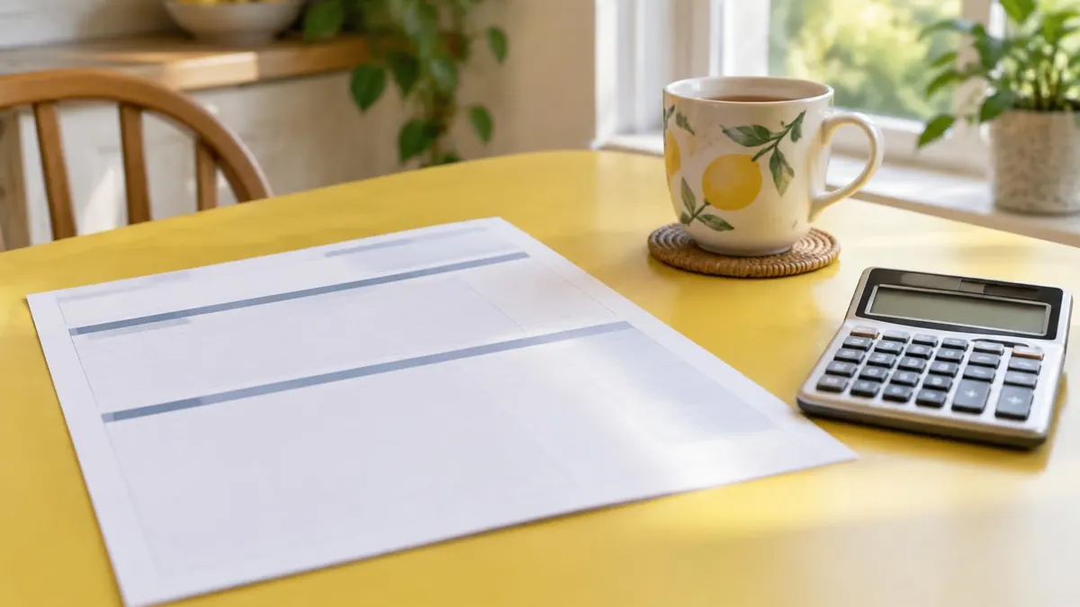 A retirement plan statement and a calculator on a quiet kitchen table